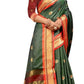 DEIANA'S Beautiful Designer Golden zari Soft Lichi Silk Saree - Green - Swadesiicart