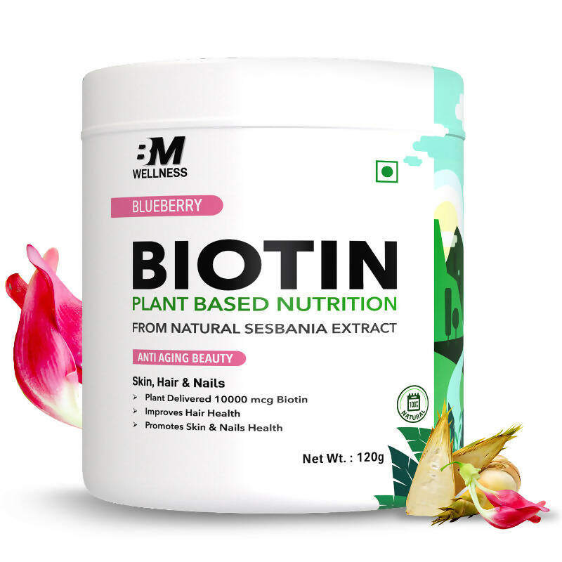 BM Wellness Plant Based Biotin 10000+ Mcg - Blueberry | Swadesiicart