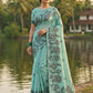 Shree Shyam Fashion Sea Green Linen Cotton Saree