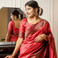 Vishnu Weaves Women's Gajri Handloom Raw Silk Woven Border Saree with Unstitched Blouse - Swadesiicart