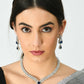 Mominos Fashion Johar Kamal Silver-Plated American Diamond Navy Blue Choker Set | Swadesiicart