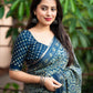 Blue Cotton Blend Ajrak Saree with Unstitched Blouse - Hiral Fashion | Swadesiicart
