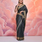 Vishnu Weaves Women's Black Cotton Self Weaving Saree with Blouse - Swadesiicart