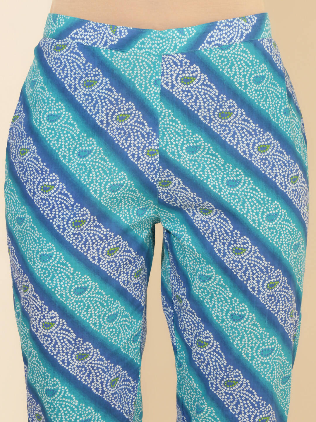 Janasya Women's Blue Cotton Bandhani Printed Casual Angrakha Co-ords - Swadesiicart