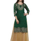 Ahalyaa Women's Green Poly Silk Gold Foil Print Kurta | Swadesiicart