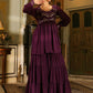 Janasya Purple Georgette Sequined Tunic & Bottom | Swadesiicart