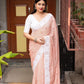 Peach Poly Georgette Ethnic Motifs Saree with Unstitched Blouse - Hiral Fashion | Swadesiicart