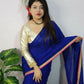 Exclusive Collection Beautiful Khadi Cotton Handloom Saree With Beautiful Zari Border - Royal Blue - Swadesiicart