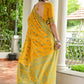 Vishnu Weaves Women's Yellow Handloom Raw Silk Thread Weaving Saree with Blouse - Swadesiicart