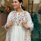 The52 White Women's Gorgeous Embroidered Viscose Chiffon Fabric Pleated Kurta Pant with Dupatta Set - Swadesiicart
