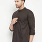 Even Apparels Brown Pure Cotton short Men's Kurta With Band Collar | Swadesiicart
