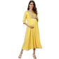 Anubhutee Women's Cotton Knee-Length Ethnic Motifs Maternity A-Line Midi Yellow Dress | Swadesiicart