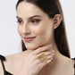 NVR Women Gold-Polished Solid Adjustable Finger Ring | Swadesiicart