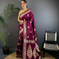 Joban Fashion Banarasi PlumWoven Soft Silk Saree | Swadesiicart