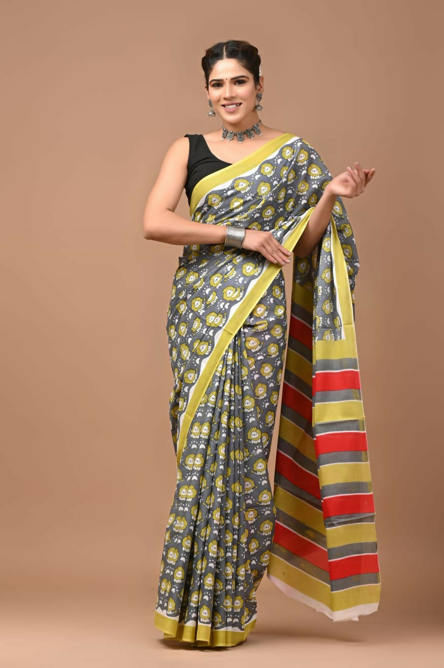 Exclusive Collection Geay Beautiful Mulmul Cotton Saree - Swadesiicart