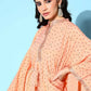 Ahalyaa Women's Peach Crepe Printed Kaftan Kurta | Swadesiicart