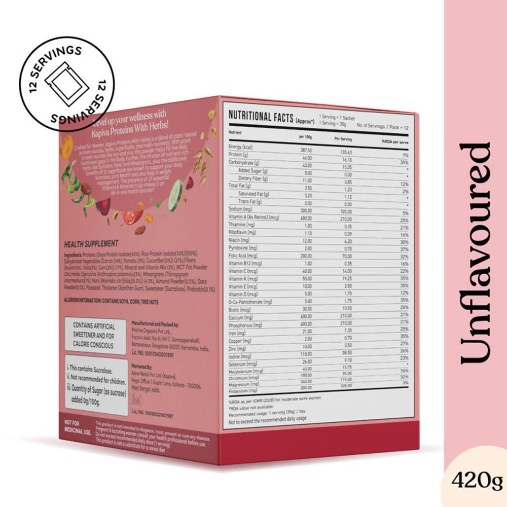 Kapiva Ayurveda Proteins with Herbs - Unflavoured | Swadesiicart