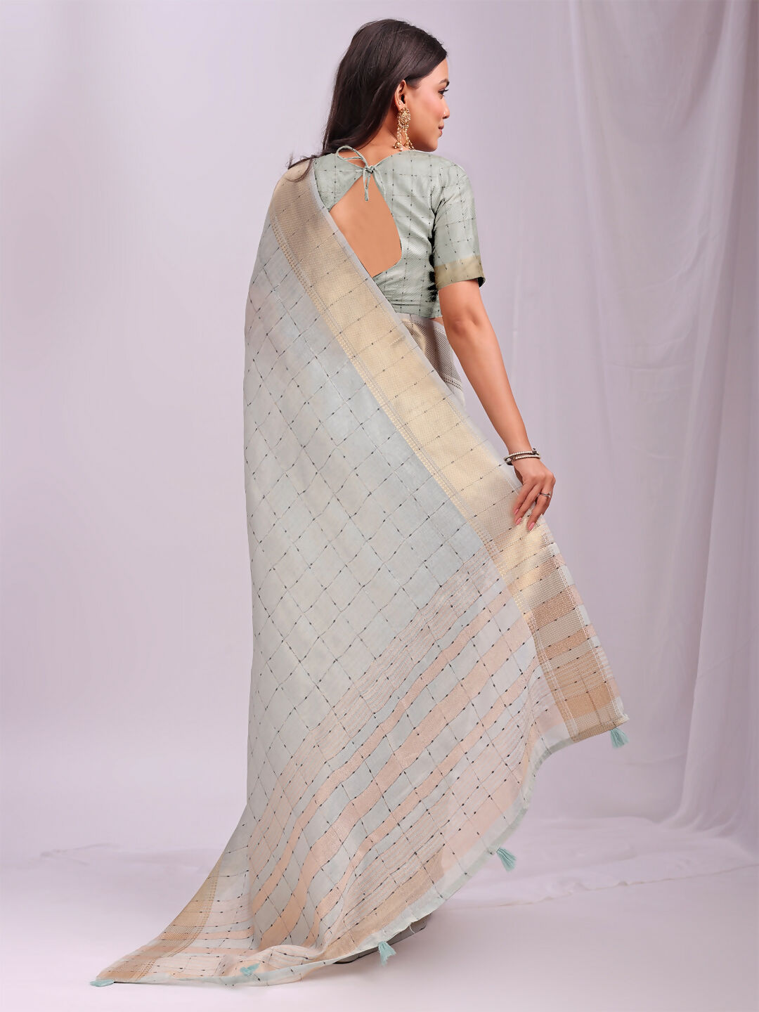 Shree Shyam Fashion Organza Sky Blue Saree
