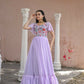 Jyoti Fashion Women's Purple Sequins Thread Embroidery Faux Georgette Anarkali Dress | Swadesiicart
