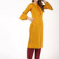 Aniyah Cotton Criss Cross Bell Sleeves Straight Mustard Color Kurta (AN-146K) - Swadesiicart
