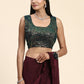Maroon Imported Fabric Plain Ready to wear Saree with stitched Blouse - Vrinda | Swadesiicart