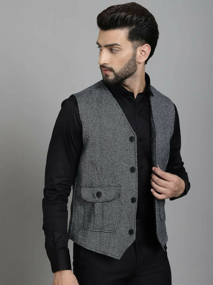 Even Apparels Solid Waistcoat - Grey | Swadesiicart
