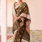 Joban Fashion Olive Green Banarasi Katan Pure Handloom Banarasi Silk Saree | Swadesiicart
