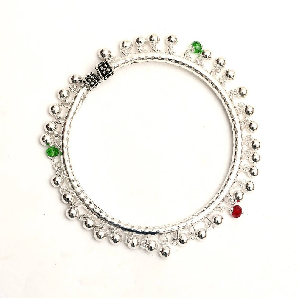 Mominos Fashion Kamal Johar Oxidised Silver Anklets With Muvvas | Swadesiicart