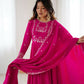 Joban Fashion Dark Pink Kurta Set Chanderi Sequence Embroidery Work - Swadesiicart