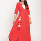 Ahalyaa Wome's Red Crepe Solid Kurta With Dupatta | Swadesiicart