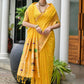 Vishnu Weaves Women's Yellow Paithani Silk Zari Woven Saree with Blouse - Swadesiicart