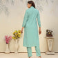 Jyoti Fashion Women's Sea Green Rinkal Cotton Plain with Side Pocket Kurtis & Sets | Swadesiicart