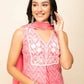 FIORRA Women's Peach Cotton Straight Kurta Palazzo Set With Dupatta - Swadesiicart