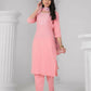 Ethnic Festive Wear Reyon Baby Pink Stitched Suit With Dupatta - Tanisha | Swadesiicart