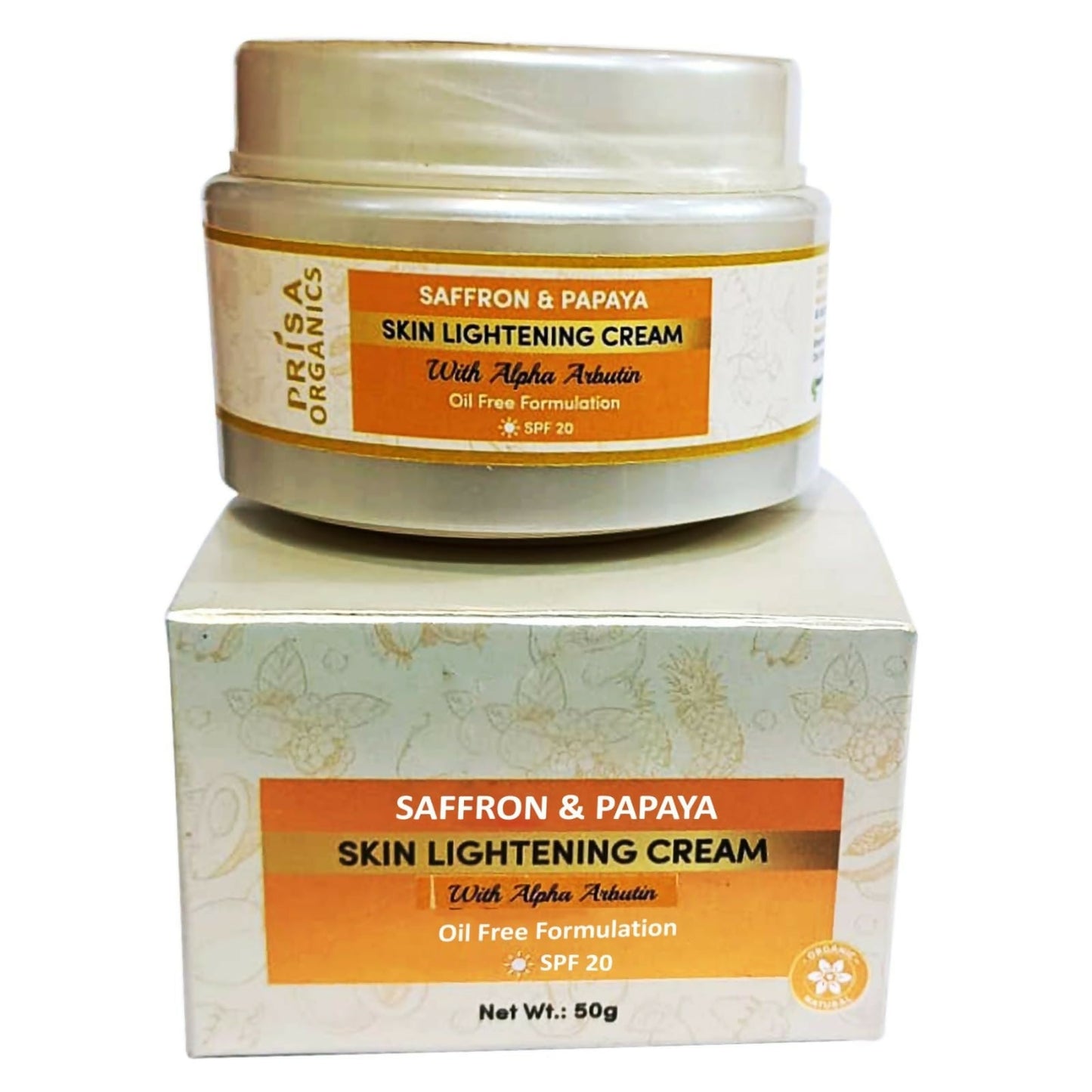 Prisa Organics Saffron & Papaya Skin Lightening Cream With Alpha Arbutin SPF 20 - Swadesiicart