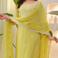 The52 Lemons Women's Beautiful Chikankari Work Chanderi Fabric Straight Kurta Pant and Dupatta Set - Swadesiicart