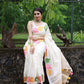 White Pure Silk Woven Design Saree with Unstitched Blouse - Hiral Fashion | Swadesiicart