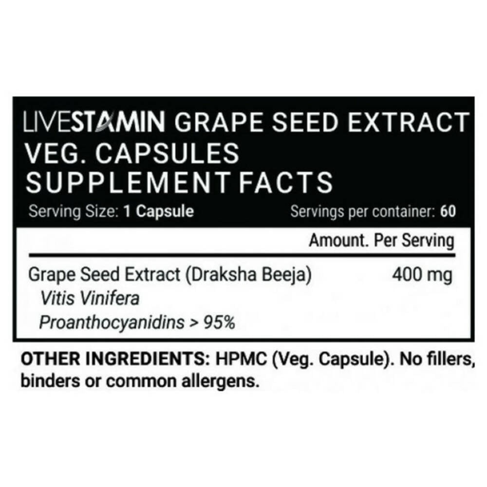 Livestamin Grape Seed Extract Capsules - Swadesiicart
