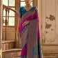 Vishnu Weaves Women's Wine Banarasi Silk Kalamkari Zari Woven Saree with Blouse - Swadesiicart