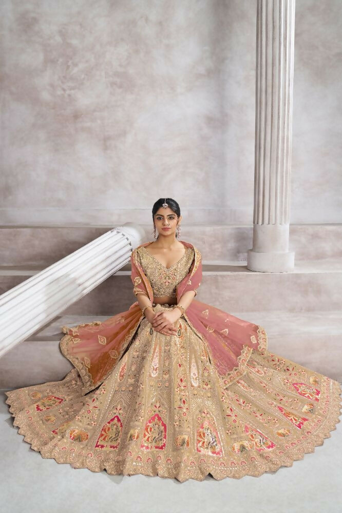 Kesar Fab Light-Baby-Pink Banarasi Silk Hand_Woven Lehenga | Swadesiicart
