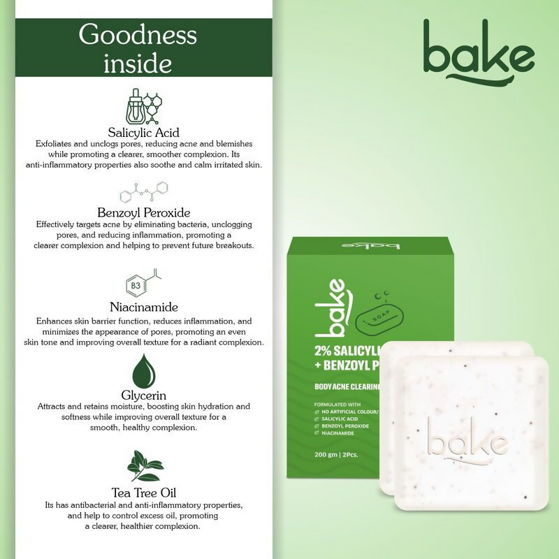 Bake 2% Salicylic Acid Soap for Face & Body Acne | Swadesiicart