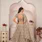 Aastha Fashion Chocolate Brown Butterfly Net White Cotton Thread Work, Zari Work And Sandwich Sequence Work Embroidery Wedding Wear Lehenga Choli