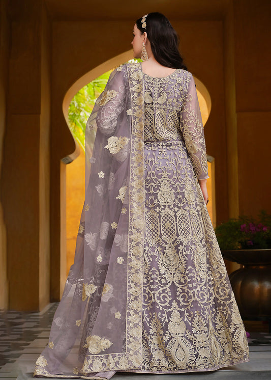 Pretty Pink Pure Butterfly Net Wedding Wear Anarkali Suit - Emponline | Swadesiicart