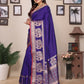 Joban Fashion Royal Blue Solid Banarasi Silk Sarees | Swadesiicart