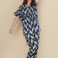 Breathables Women’S Loungewear Kaftan Cotton Blue Geometric Print Co-Ord Set