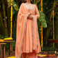 Janasya Peach Georgette Sequined Kurta,Bottom & Dupatta | Swadesiicart
