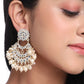 NVR Women Gold-Polished Studded Kundan Chandbali Earrings | Swadesiicart