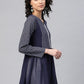 Ahalyaa Women Navy Blue Georgette Khari Print Tunic | Swadesiicart