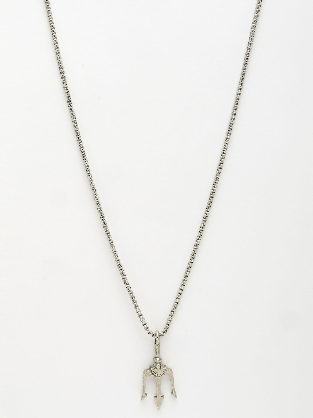 NVR Men's Silver-Plated Stainless Steel Geometric Charm Pendant With Chain | Swadesiicart