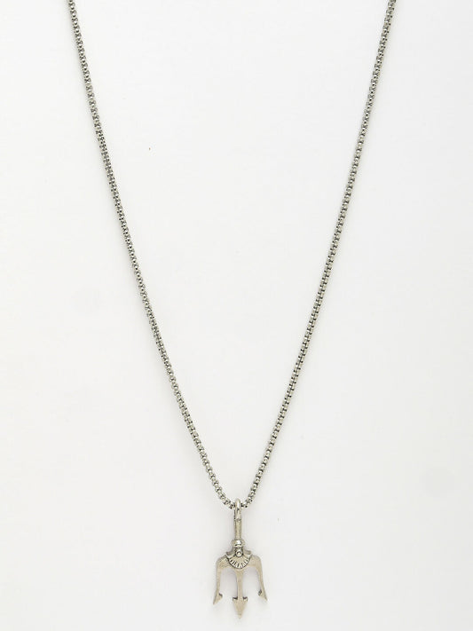 NVR Men's Silver-Plated Stainless Steel Geometric Charm Pendant With Chain | Swadesiicart